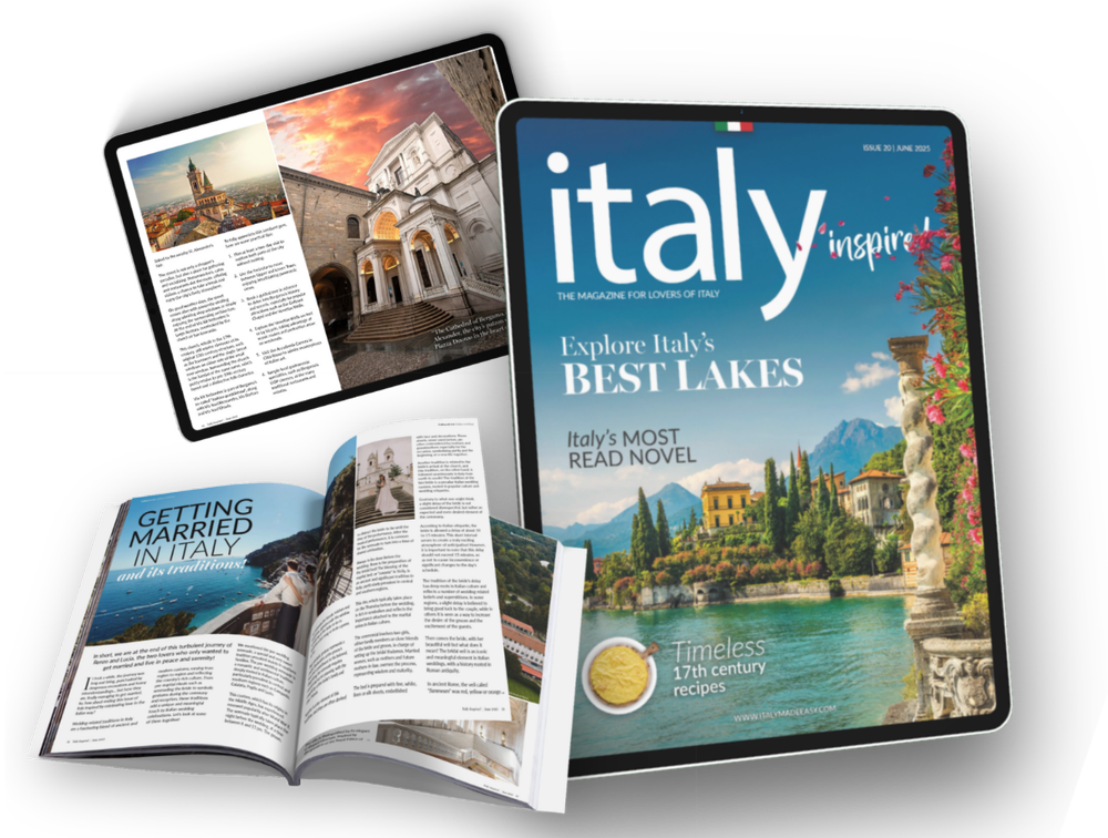 Italy Inspired magazine cover and open spread
