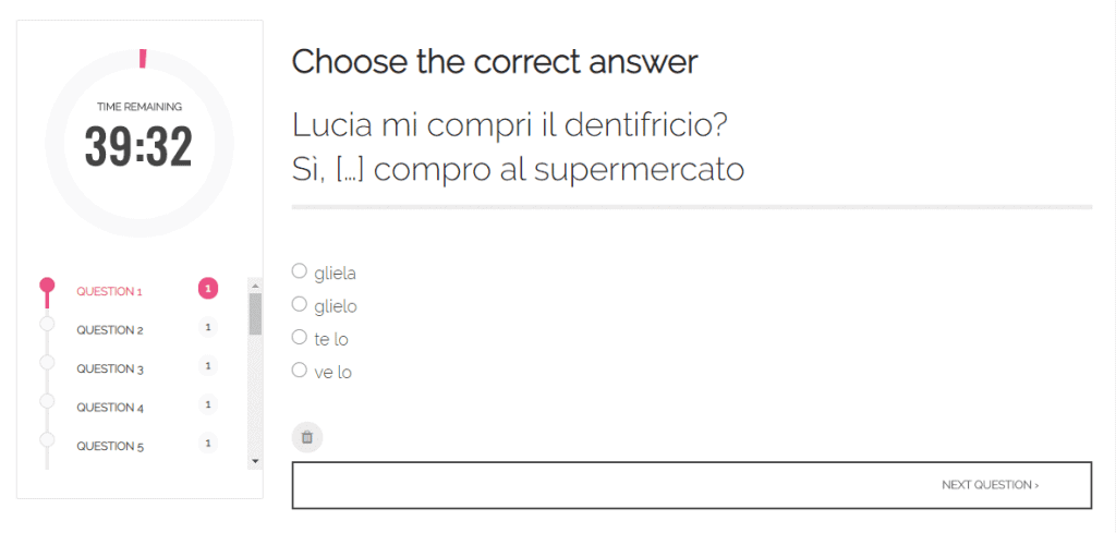 Italian Course Quiz
