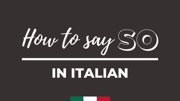 Ho to say SO in italian - Cover